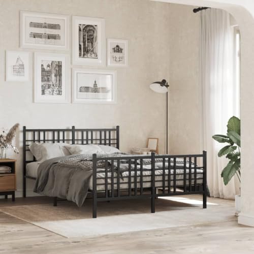 Bettgestell aus Metall, ohne Matratze, mit Fußteil, schwarz, 120 x 200 cm, Möbel, Betten & Zubehör, Betten & Bettrahmen Bettgestell aus Metall, ohne Matratze, mit Fußteil, schwarz, 120 x 200 cm, Möbel, Betten & Zubehör, Betten & Bettrahmen von BOWEKAM