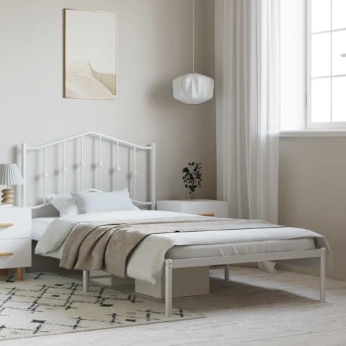 Bettgestell aus Metall, ohne Matratze mit Kopfteil, Weiß, 100 x 190 cm, Möbel, Betten & Zubehör, Betten & Bettrahmen Bettgestell aus Metall, ohne Matratze mit Kopfteil, Weiß, 100 x 190 cm, Möbel, Betten & Zubehör, Betten & Bettrahmen von BOWEKAM
