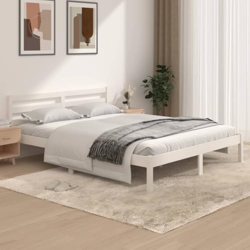 Bettgestell ohne Matratze, 150 x 200 cm, Weiß, Kingsize-Möbel, Betten und Zubehör, Betten und Bettrahmen von BOWEKAM