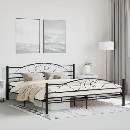 Bettrahmen ohne Matratze, schwarzer Stahl, 180 x 200 cm, Super-Kingsize-Möbel, Betten & Zubehör, Betten & Bettrahmen von BOWEKAM