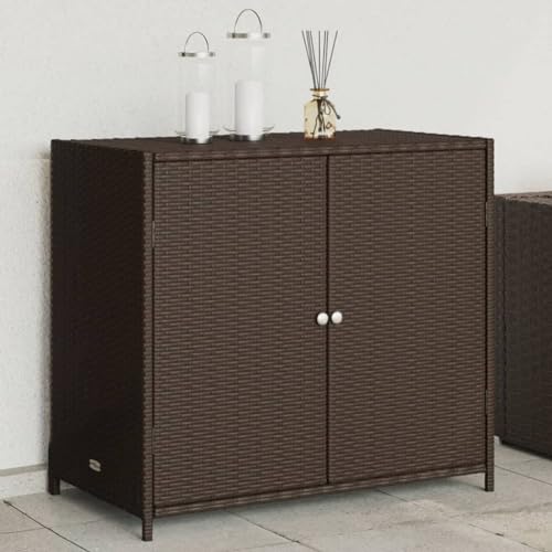 Möbel, Outdoor-Möbel, Aufbewahrungsboxen, Gartenaufbewahrungsschrank, braun, 83 x 45 x 76 cm, Polyrattan von BOWEKAM