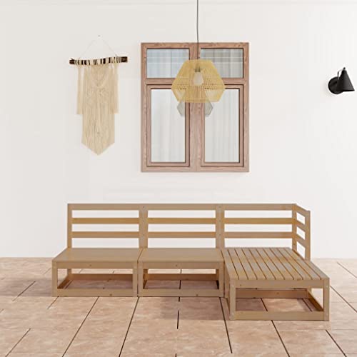Möbel, Outdoor-Möbel, Gartenmöbel-Sets, 4-teiliges Garten-Lounge-Set, Honigbraun, Massivholz, Kiefer von BOWEKAM