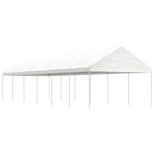 Pavillon mit Dach weiß 13,38 x 4,08 x 3,22 m Polyethylen von BOWEKAM