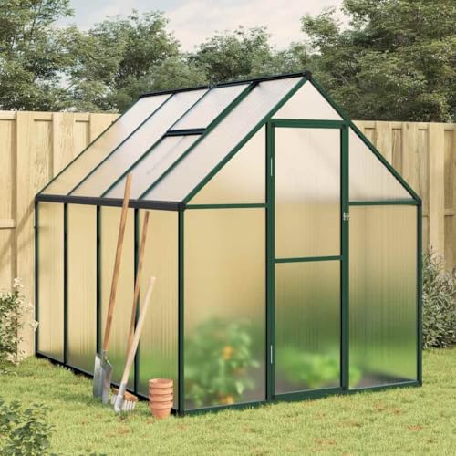Rasen & Gartenarbeit Gewächshäuser Gewächshaus mit Fundamentrahmen grün 224x169x195cm Aluminium von BOWEKAM