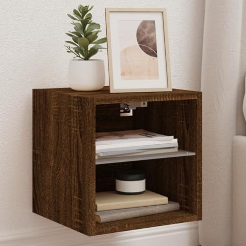 TV-Wandschränke mit LED-Lichtern, 2 Stück, braune Eiche, 30 x 28,5 x 30 cm, Möbel, Unterhaltungszentren und TV-Ständer TV-Wandschränke mit LED-Lichtern, 2 Stück, braune Eiche, 30 x 28,5 x 30 cm, Möbel, Unterhaltungszentren und TV-Ständer von BOWEKAM