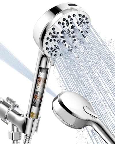 Gefilterter Duschkopf mit Handbrause, BOWGER 6 Modi, Hochdruck-Duschköpfe mit Power-Wash-Modus und Hartwasserfilter, abnehmbares Handbrausekopf-Set mit extra langem Schlauch, Chrom Gefilterter Duschkopf mit Handbrause, BOWGER 6 Modi, Hochdruck-Duschköpfe mit Power-Wash-Modus und Hartwasserfilter, abnehmbares Handbrausekopf-Set mit extra langem Schlauch, Chrom von BOWGER