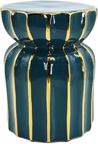 Möbel Outdoor Möbel Indoor Garden Decor Vakuum Titanplattiert Keramik Hocker mit Goldrand Schuhwechselhocker Haushalt Keramik Trommelhocker Gartendekoration Hocker Sowohl Innen als auch Außen von BOWINGBO