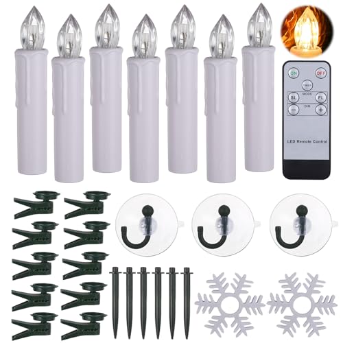 BOWKA 40er LED Kerzen mit Batterien Halter Fernbedienung Timer Dimmbar warmweiß IP64 Weihnachtskerzen Lichterkette Fenster Beleuchtung für Weihnachtsbaum Geburtstags Kirche Deko (40X Weiß) von BOWKA