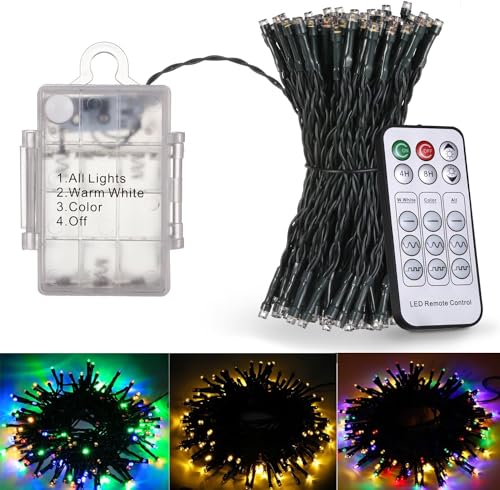 BOWKA 8 Stk 150er Led Lichterkette Warmweiß&Bunt&RGB Batteriebetrieben 9 Modi Außen und Innen Timmer Dimmbar für Garten Hochzeit Weihnachten Party 15 Meter, 8 Stück von BOWKA