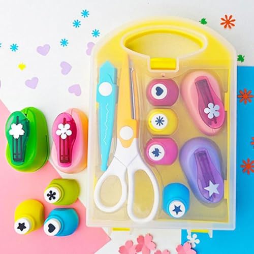 BOWTONG Kreative Kinder DIY Stanzer Bastelset, Stern Herz Blume Form Stanzer DIY Projekte, New Craft Locher Formen Set, Locher für Kinder, Form Cutter zum Basteln, Blumenstanzer DIY Projekte von BOWTONG