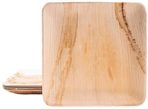 BOX And Tree – 100 Einweg Teller aus Palmblatt 24x24 cm – Einwegteller, kompostierbar, biologisch abbaubar, plastikfrei – Öko Geschirr für Hochzeit, Party, Event, BBQ von BOX And Tree