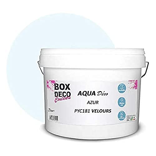 BOX DECO COULEURS Aqua Déco Acrylfarbe, Velours-Optik, 10 l/100 m², Azurblau von BOX DECO COULEURS