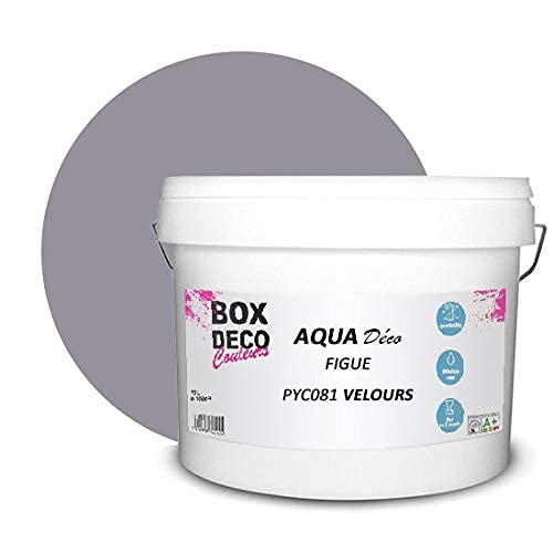 BOX DECO COULEURS Aqua Déco Acrylfarbe, Velours-Optik, 10 l/100 m², Violett Feige von BOX DECO COULEURS