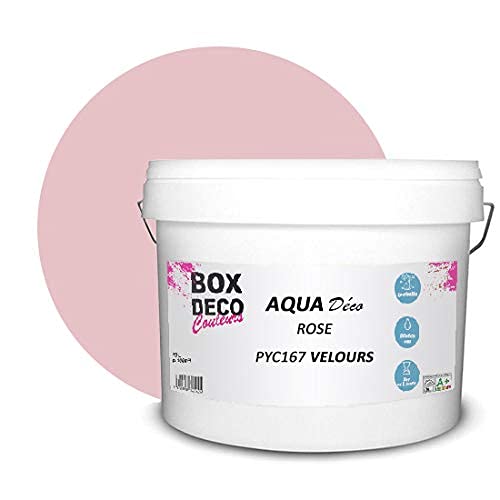 BOX DECO COULEURS Aqua Déco Acrylfarbe, Velours-Optik, 10 l/100 m², Rosa von BOX DECO COULEURS