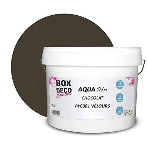 BOX DECO COULEURS Aqua Déco Acrylfarbe, Velours-Optik, 10 l/100 m², Schokoladenbraun von BOX DECO COULEURS