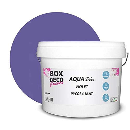 BOX DECO COULEURS Aqua Déco Acrylfarbe, Velours-Optik, 10 l/100 m², Violett von BOX DECO COULEURS