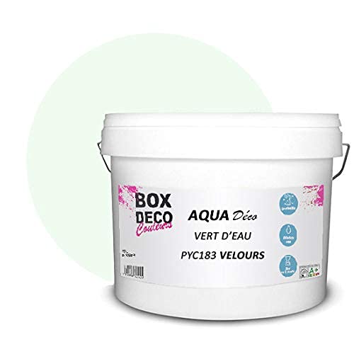 BOX DECO COULEURS Aqua Déco Acrylfarbe, Samt-Optik, 10 l, Wassergrün von BOX DECO COULEURS