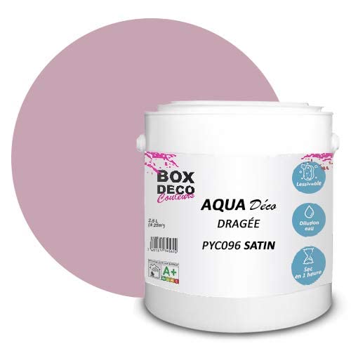 BOX DECO COULEURS Aqua Déco 2,5 Liter Acrylfarbe Satinoptik Wandfarbe Rose Dragée von BOX DECO COULEURS