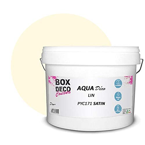 BOX DECO COULEURS Aqua Déco Acrylfarbe, Satin-Optik, 10 l/100 m², Beige Leinen von BOX DECO COULEURS