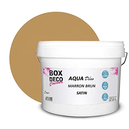 BOX DECO COULEURS Aqua Déco Acrylfarbe, Satin-Optik, 10 l/100 m², Braun von BOX DECO COULEURS