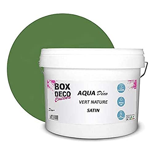 BOX DECO COULEURS Aqua Déco Acrylfarbe, Satin-Optik, 10 l, Naturgrün von BOX DECO COULEURS