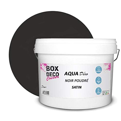 BOX DECO COULEURS Aqua Déco Acrylfarbe, Satin-Optik, 10 l/100 m², Schwarz von BOX DECO COULEURS