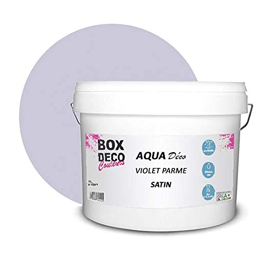 BOX DECO COULEURS Aqua Déco Acrylfarbe, Satin-Optik, 10 l/100 m², Violett von BOX DECO COULEURS