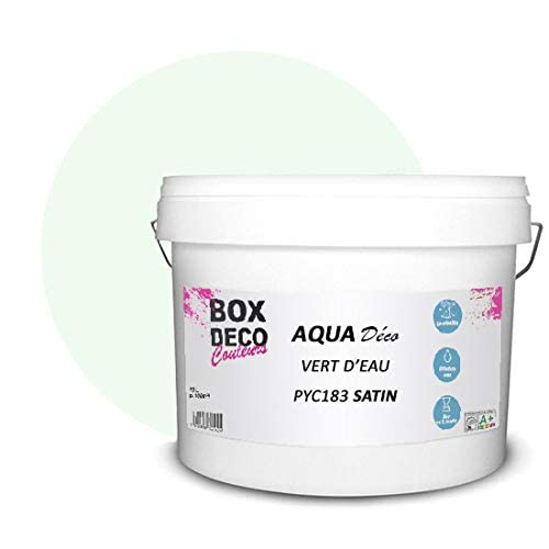 BOX DECO COULEURS Aqua Déco Acrylfarbe, Satin-Optik, 10 l/100 m², wassergrün von BOX DECO COULEURS