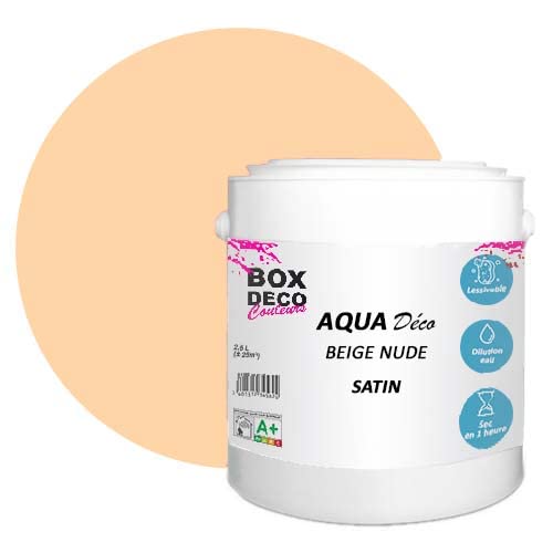 BOX DECO COULEURS Aqua Déco 2,5 Liter Acryl Satin Optik Wandfarbe Beige Nude von BOX DECO COULEURS