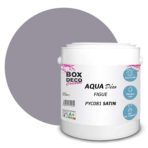 BOX DECO COULEURS Aqua Déco Acryl Satin Optik Wandfarbe 2,5 Liter Feige Violett von BOX DECO COULEURS