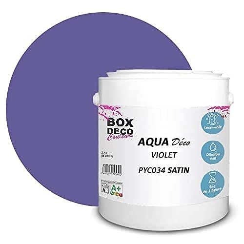 BOX DECO COULEURS Aqua Déco 2,5 Liter Acryl Satin Optik Wandfarbe Lila von BOX DECO COULEURS