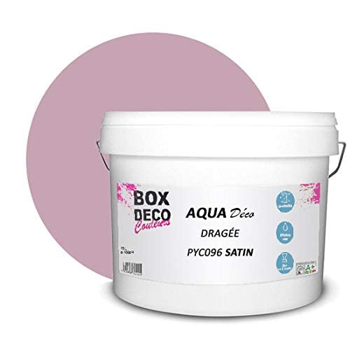 BOX DECO COULEURS Aqua Déco Acrylfarbe, Satinoptik, 10 l, Rosa Dragée von BOX DECO COULEURS