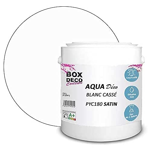 BOX DECO COULEURS Aqua Déco 2,5 Liter Acrylfarbe Satin Optik Wandfarbe Creme von BOX DECO COULEURS