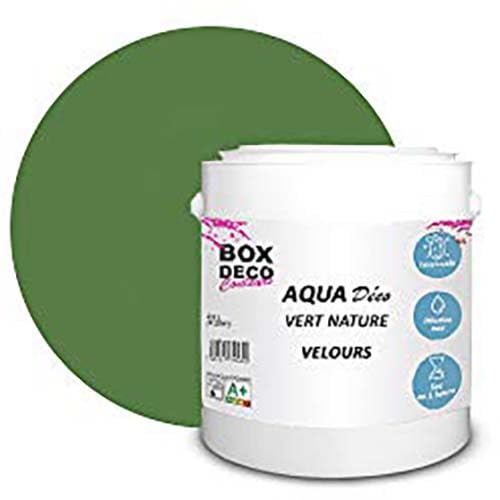 BOX DECO COULEURS Aqua Déco Acrylfarbe, Velours-Optik, 2,5 l/25 m², Naturgrün von BOX DECO COULEURS