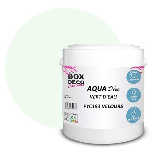 BOX DECO COULEURS Aqua Déco Acrylfarbe, Velours-Optik, 2,5 l/25 m², wassergrün von BOX DECO COULEURS