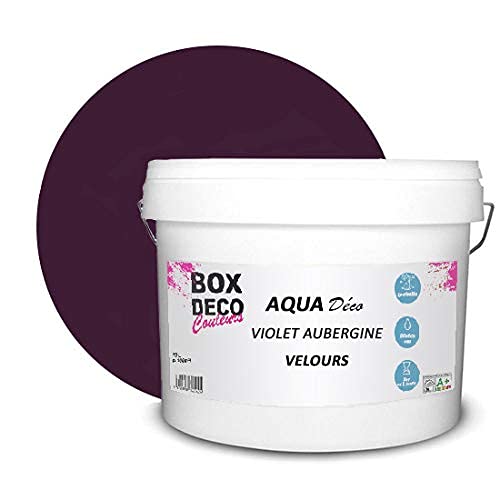 BOX DECO COULEURS Aqua Déco Acrylfarbe, matt, 10 l, Aubergine von BOX DECO COULEURS