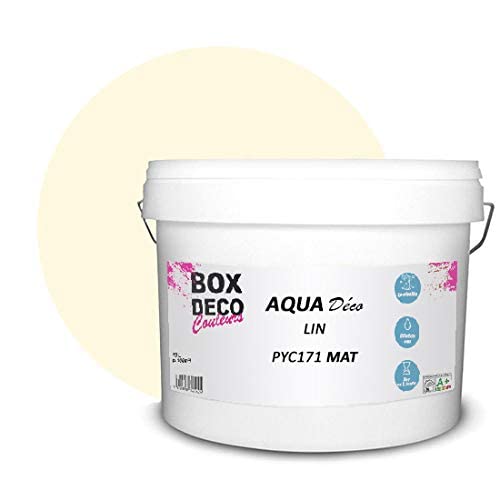 BOX DECO COULEURS Aqua Déco Acrylfarbe, matt, 10 l, Beige Leinen von BOX DECO COULEURS