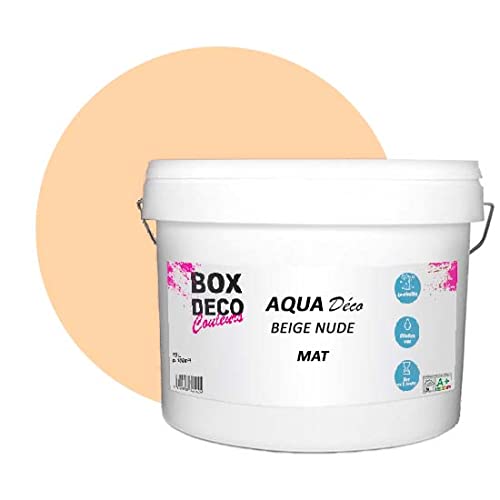 BOX DECO COULEURS Aqua Déco Acrylfarbe, matt, 10 l, Beige Nude von BOX DECO COULEURS