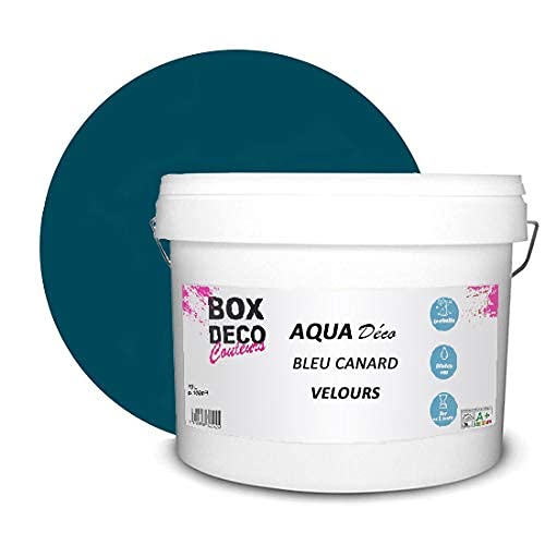 BOX DECO COULEURS Aqua Déco Acrylfarbe, matt, 10 l/100 m², Entenblau von BOX DECO COULEURS