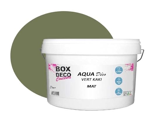 BOX DECO COULEURS Aqua Déco Acrylfarbe, matt, 10 l/100 m², Khaki von BOX DECO COULEURS