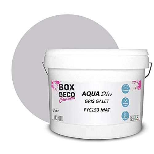 BOX DECO COULEURS Aqua Déco Acrylfarbe, matt, 10 l/100 m², Kieselgrau von BOX DECO COULEURS