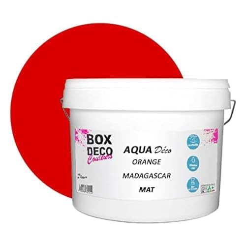 BOX DECO COULEURS Aqua Déco Acrylfarbe, matt, 10 l, Madagaskar Orange von BOX DECO COULEURS