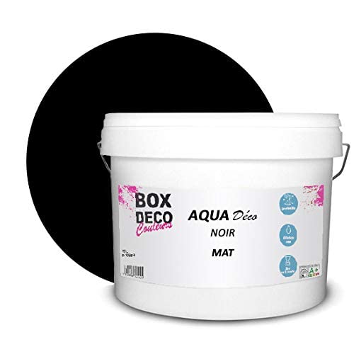 BOX DECO COULEURS Aqua Déco Acrylfarbe Matt Optik 10L schwarz von BOX DECO COULEURS