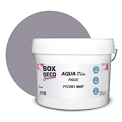 BOX DECO COULEURS Aqua Déco Acrylfarbe, matt, 10 l, Feigenviolett von BOX DECO COULEURS