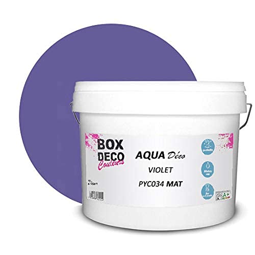 BOX DECO COULEURS Aqua Déco Acrylfarbe, matt, 10 l, Violett von BOX DECO COULEURS