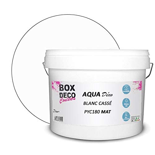 BOX DECO COULEURS Aqua Déco Acrylfarbe, matt, 10 l/100 m², elfenbeinfarben von BOX DECO COULEURS