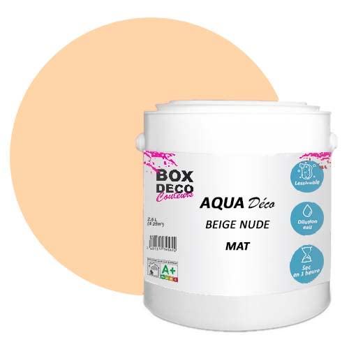 BOX DECO COULEURS Aqua Déco Acrylfarbe Matt Optik 2,5L Nude Beige von BOX DECO COULEURS