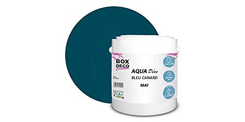 BOX DECO COULEURS Aqua Déco Acrylfarbe, matt, 2,5 l/25 m², Entenblau von BOX DECO COULEURS