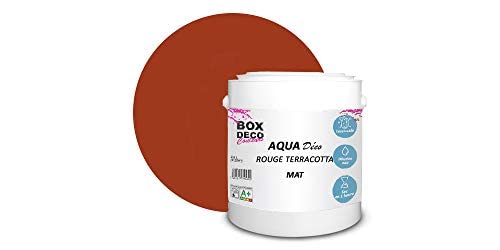 BOX DECO COULEURS Aqua Déco Wandfarbe Acryl Matt Optik 2,5 l Terracotta Rot von BOX DECO COULEURS