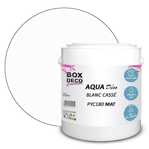 BOX DECO COULEURS Aqua Déco Acrylfarbe, matt, 2,5 l, cremeweiß von BOX DECO COULEURS